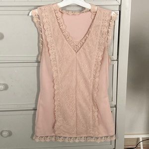 Zara lace baby pink top